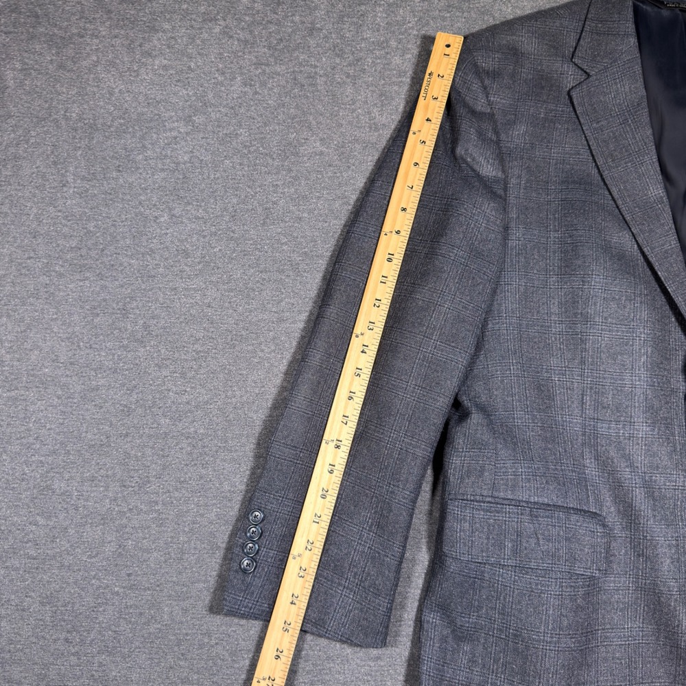 Jos. A. Bank Blazer Mens 42R Gray Plaid Silk Wool Traveler Summer Sport Coat - Picture 11 of 12